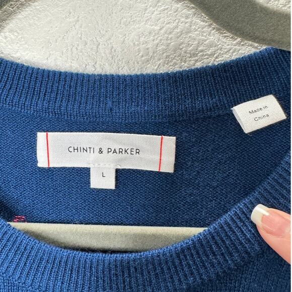 Chinti & Parker Navy Multi Star Long Sleeve Crewneck Sweater L - Picture 8 of 13